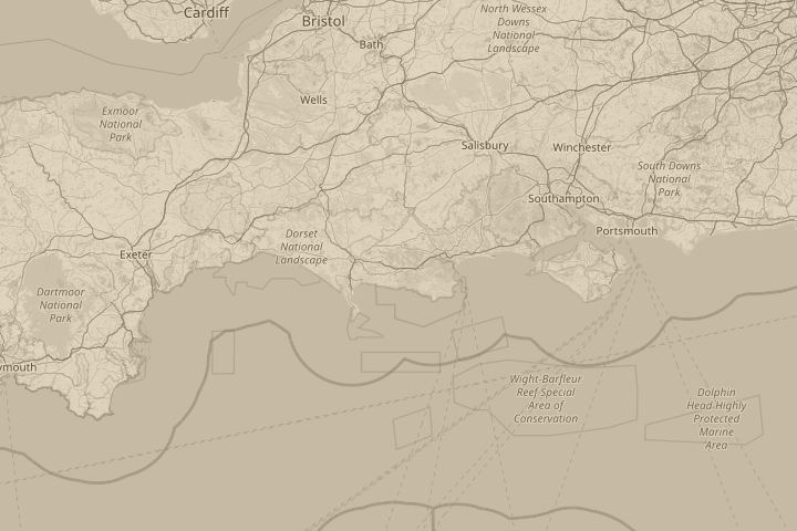 Map of the area around Bovington Dorset, with the reported position circled