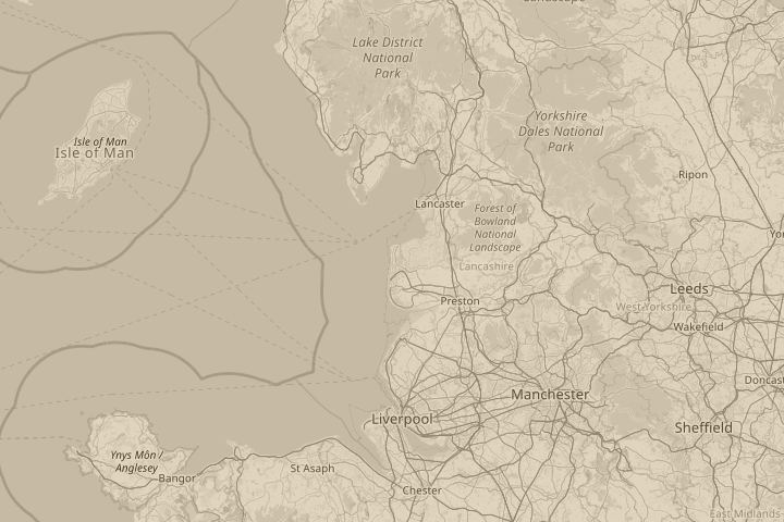 Map of the area around above cleveleys, lancs, with the reported position circled