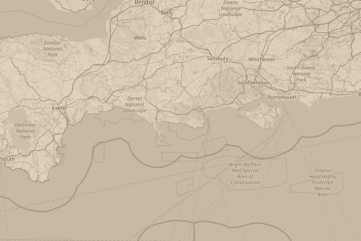 Map of the area around east lulworth dorset, with the reported position circled