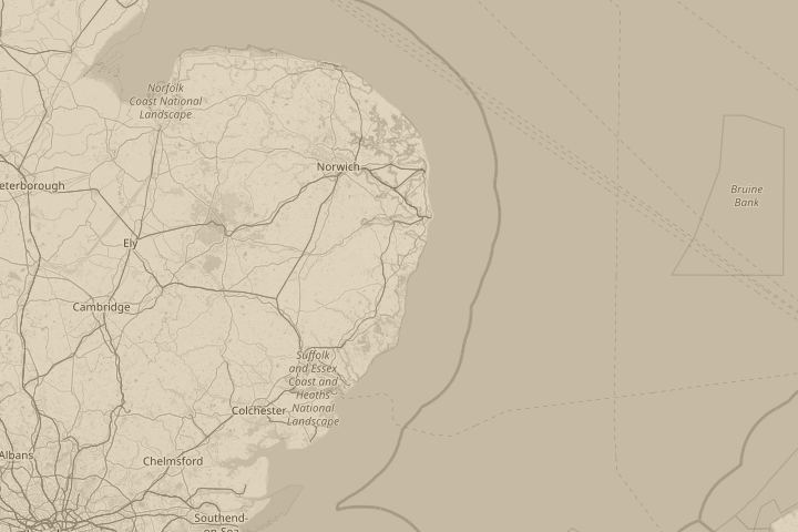 Map of the area around Near Southwold, with the reported position circled