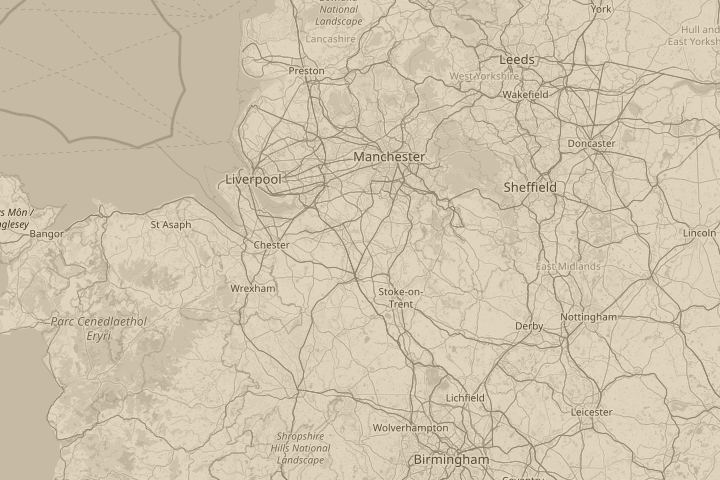 Map of the area around On motorway, with the reported position circled