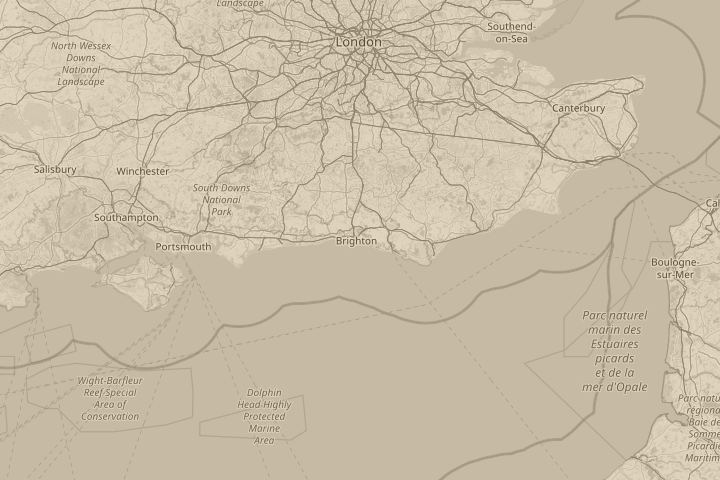 Map of the area around brighton, with the reported position circled