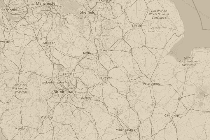 Map of the area around mountsorel ,leicestershire, with the reported position circled