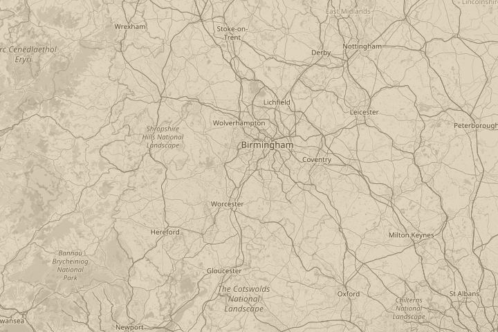 Map of the area around Catshill Bromsgrove, with the reported position circled