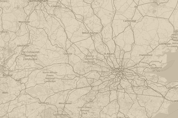 Map of the area around Chilterns, with the reported position circled