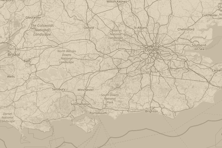 Map of the area around uk/ hampshire, with the reported position circled