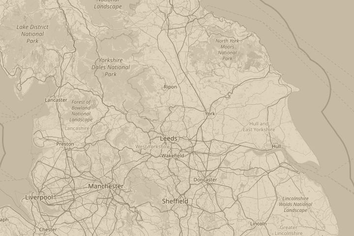 Map of the area around Over Leeds West Yorkshire, with the reported position circled