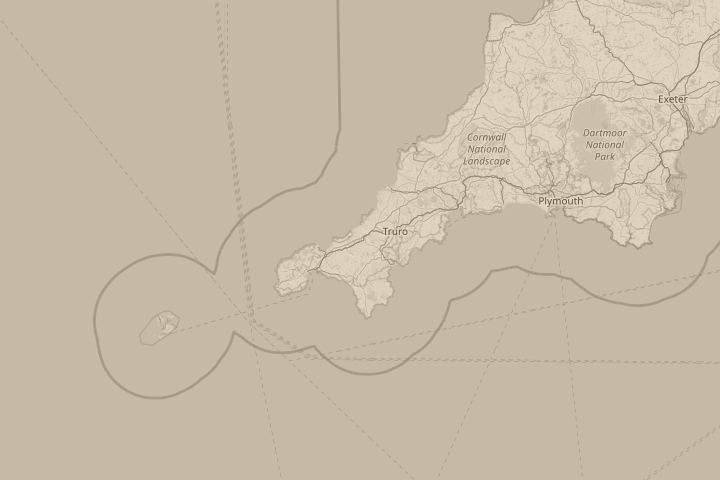 Map of the area around REDRUTH CORNWALL, with the reported position circled