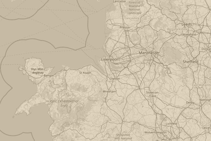 Map of the area around Neston, Wirral, England, with the reported position circled