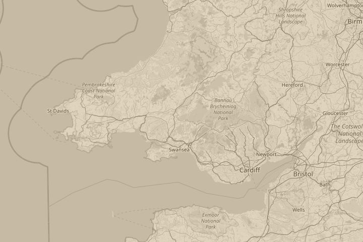 Map of the area around Glanamman, Uk., with the reported position circled