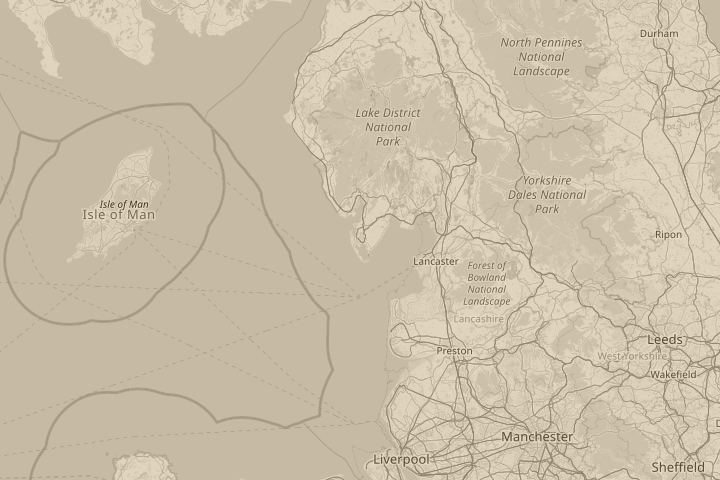 Map of the area around Barrow-in-furness, with the reported position circled
