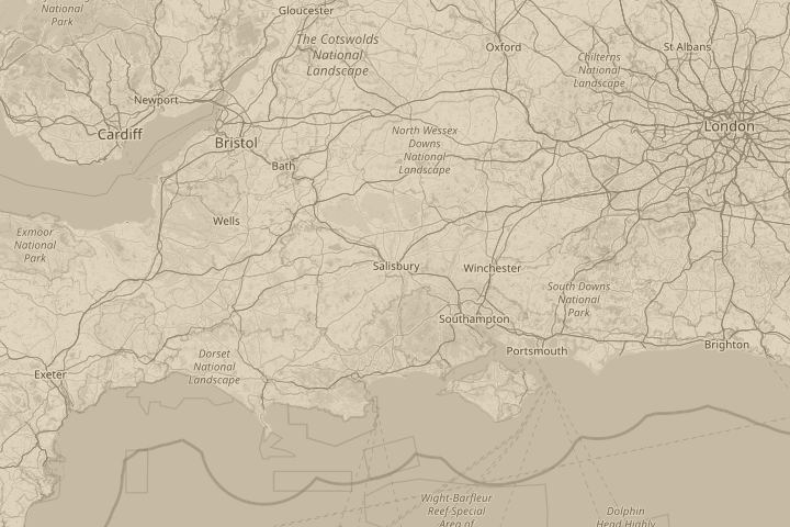 Map of the area around Salisbury, with the reported position circled