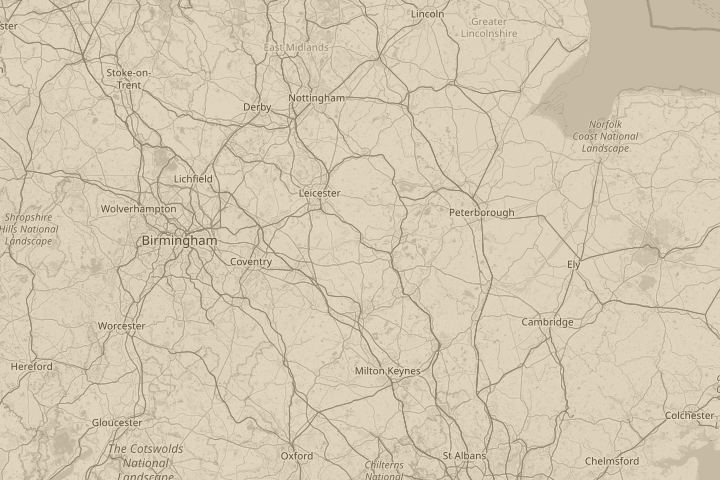 Map of the area around market harborough leicester, with the reported position circled