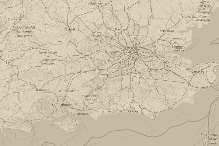Map of the area around Burpham Guildford, with the reported position circled