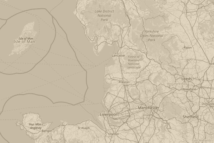 Map of the area around In the sky coming towards me a, with the reported position circled