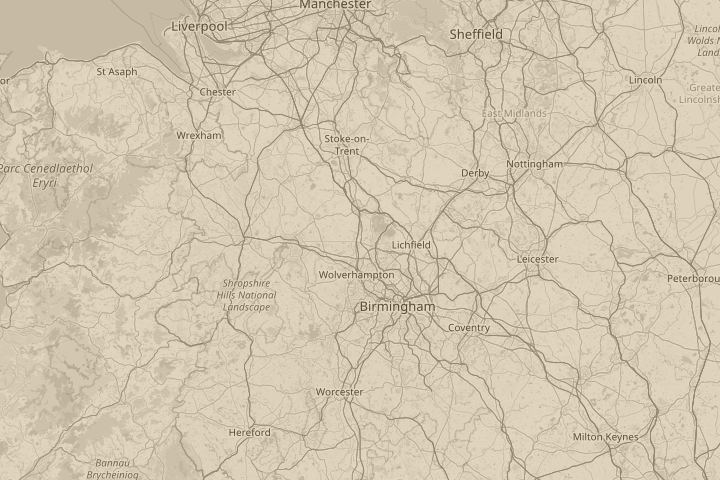 Map of the area around newark notts uk, with the reported position circled