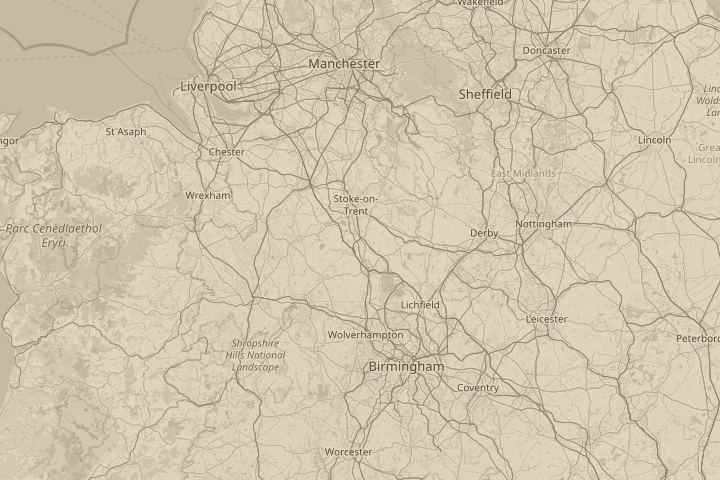 Map of the area around stone/staffordshire, with the reported position circled