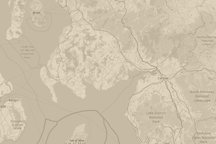 Map of the area around Clarebrand SW Scotland, with the reported position circled