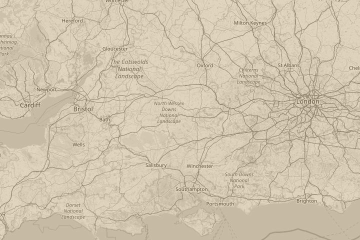 Map of the area around Prosperous / Ham, Wiltshire, with the reported position circled