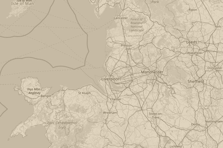 Map of the area around liverpool, with the reported position circled