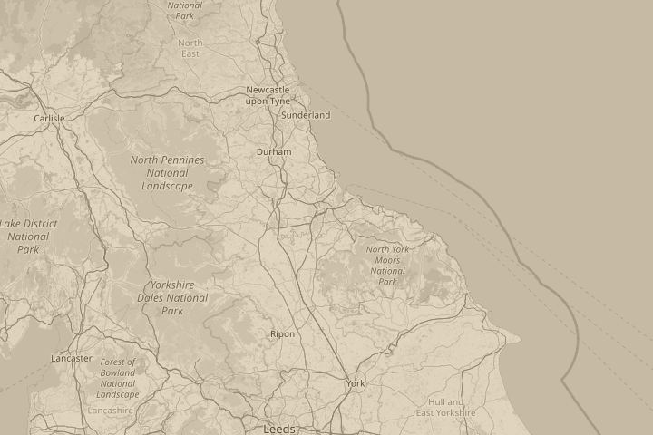 Map of the area around over middlesbrough, with the reported position circled