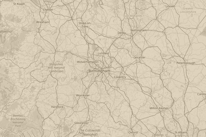 Map of the area around birmingham, with the reported position circled