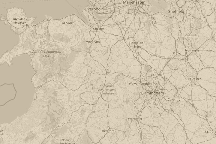 Map of the area around shrewsbury, with the reported position circled