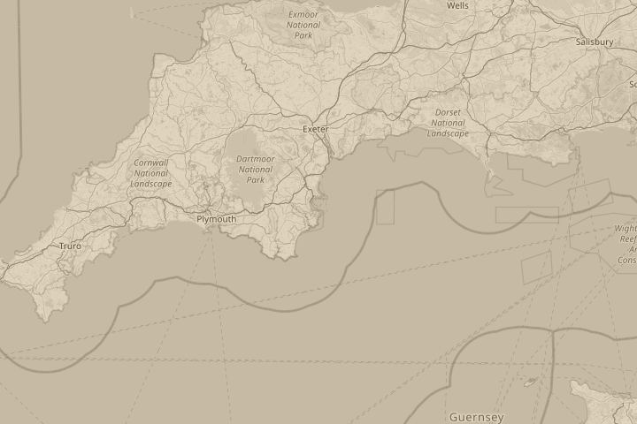 Map of the area around brixham devon, with the reported position circled