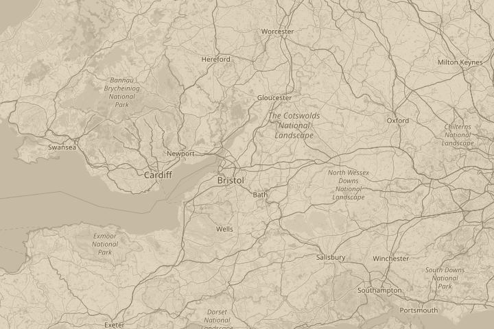Map of the area around just ouside of yate, with the reported position circled