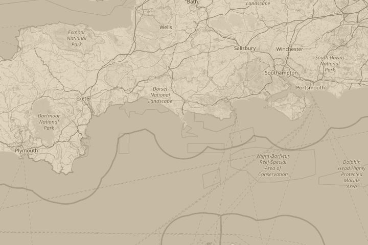Map of the area around chesil cove portland uk, with the reported position circled