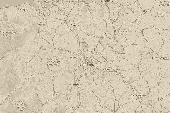 Map of the area around walsall, with the reported position circled