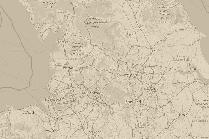 Map of the area around Hebden bridge, west yorkshire, with the reported position circled