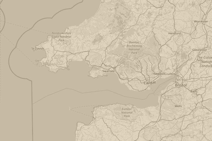 Map of the area around over swansea. south wales, with the reported position circled