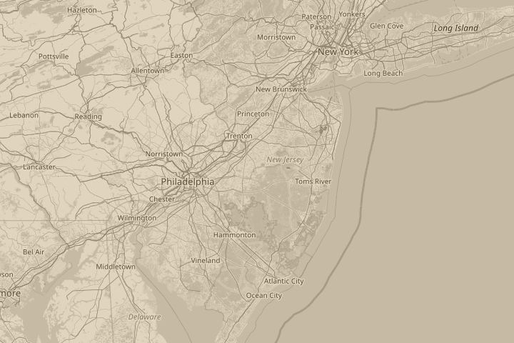 Map of the area around Fort Dix, with the reported position circled