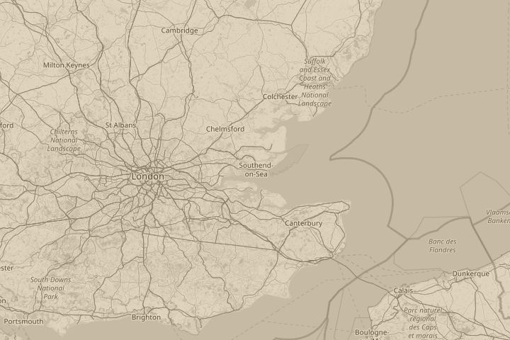 Map of the area around at Southend Carnival in Essex, with the reported position circled