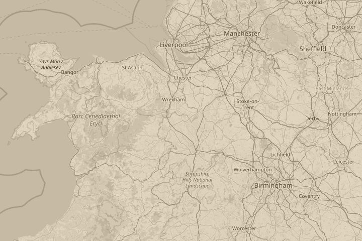 Map of the area around Ellesmere, Shropshire, with the reported position circled
