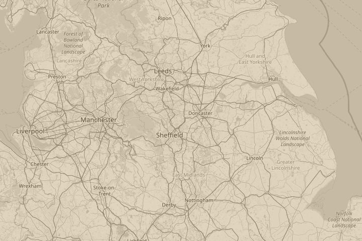 Map of the area around Rawmarsh, Rotherham, with the reported position circled