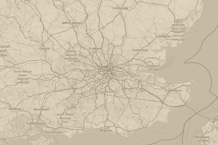 Map of the area around england/london/camberwell, with the reported position circled