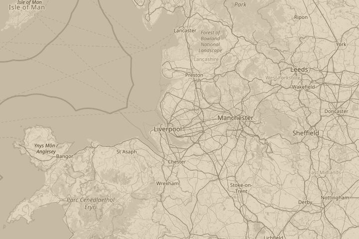 Map of the area around east lancs road merseyside, with the reported position circled