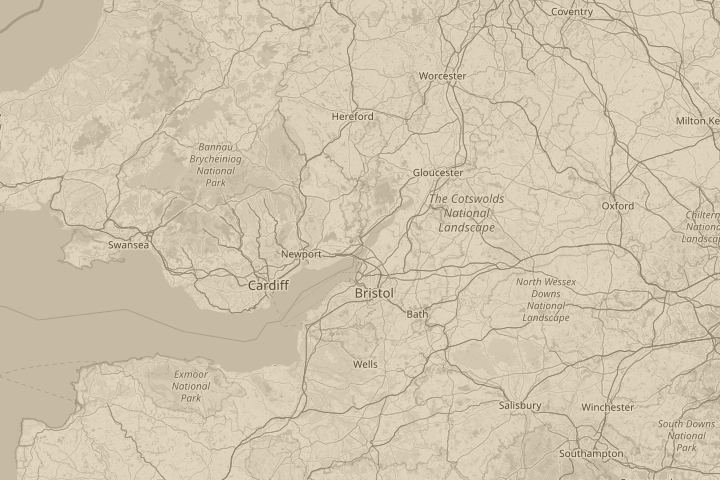Map of the area around Bulwark,Chepstow, South Wales, with the reported position circled