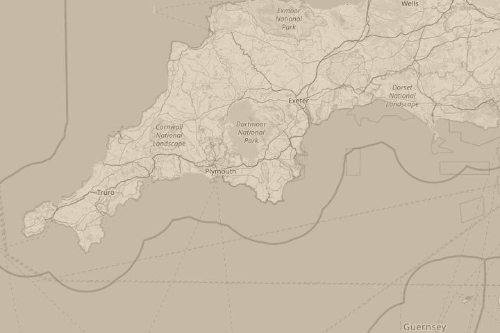 Map of the area around iIVYBRIDGE, DEVON, ENGLAND, with the reported position circled