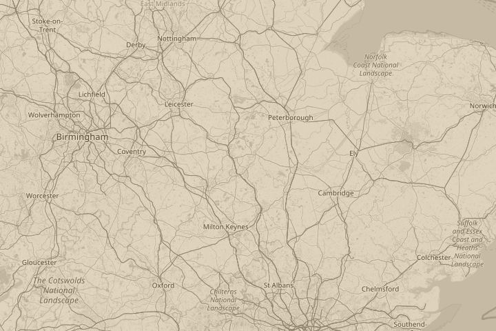 Map of the area around Stanwick Lakes - England, with the reported position circled
