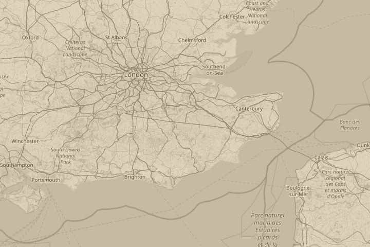 Map of the area around paddock Wood, with the reported position circled