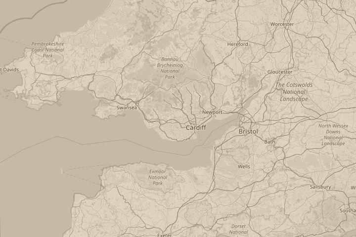 Map of the area around west, with the reported position circled