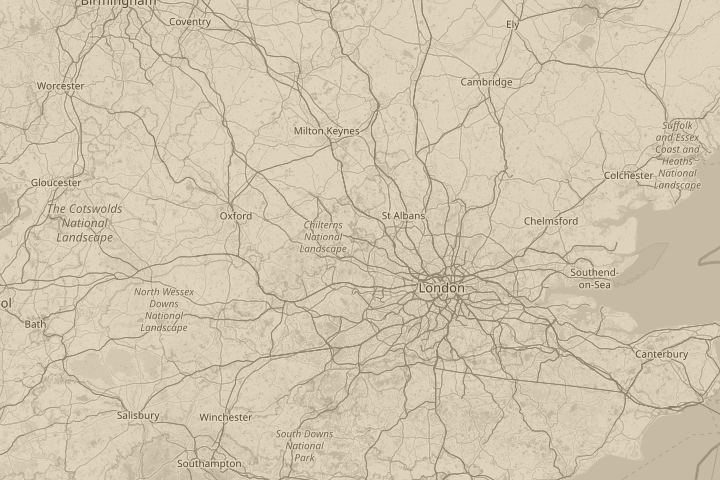 Map of the area around Little Chalfont, Bucks, U.K., with the reported position circled