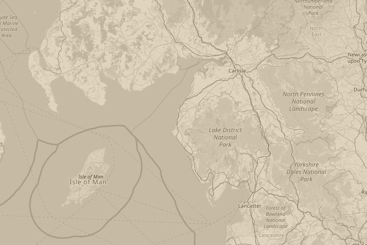 Map of the area around Durham, UK, with the reported position circled
