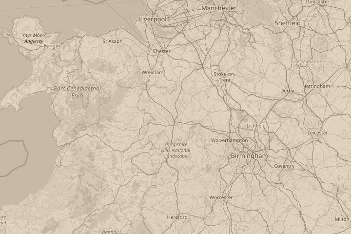 Map of the area around shrewsbury, shropshire, with the reported position circled