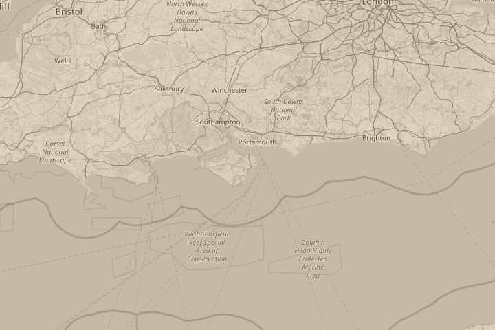 Map of the area around IOW UK Outside my house, with the reported position circled