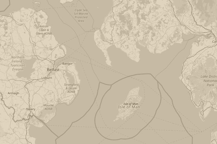 Map of the area around Laughton, England, with the reported position circled