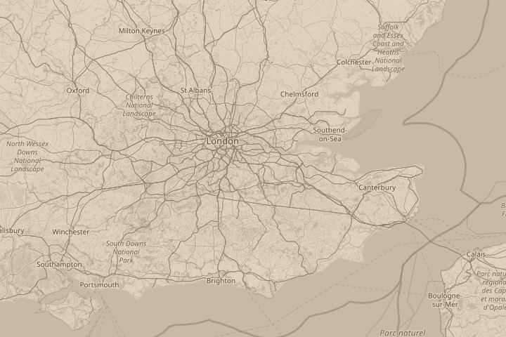 Map of the area around orpington,kent. england, with the reported position circled